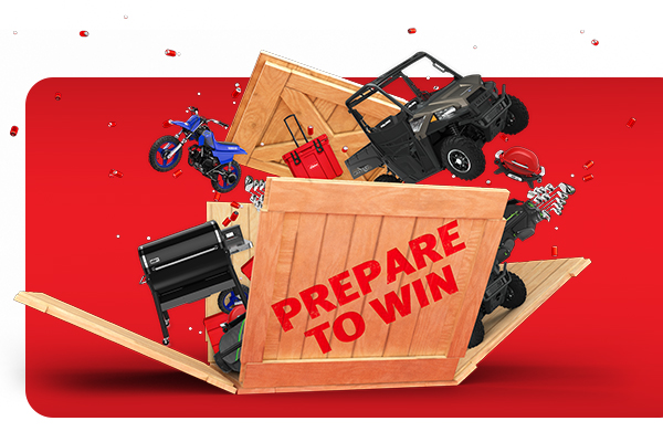 Prepare to win campaign image with prizes bursting out of wooden crate