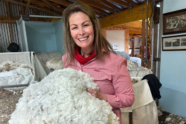 Mel Morris holding fleece