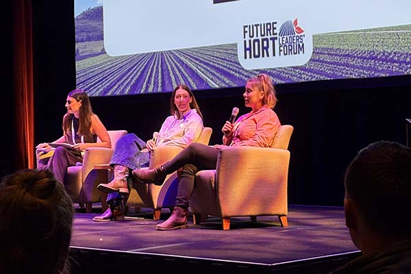 Elders agronomist (cloest to camera) was one of the panelists at the Future Hort Leaders  Forum
